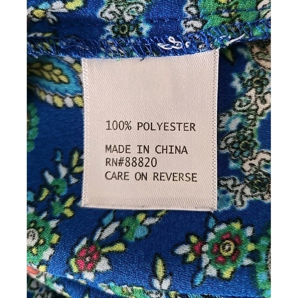 Anne Carson Womans Short‎ Sleeve Size XS Paisley Florial Design Blue, Multicolor - Picture 5 of 6